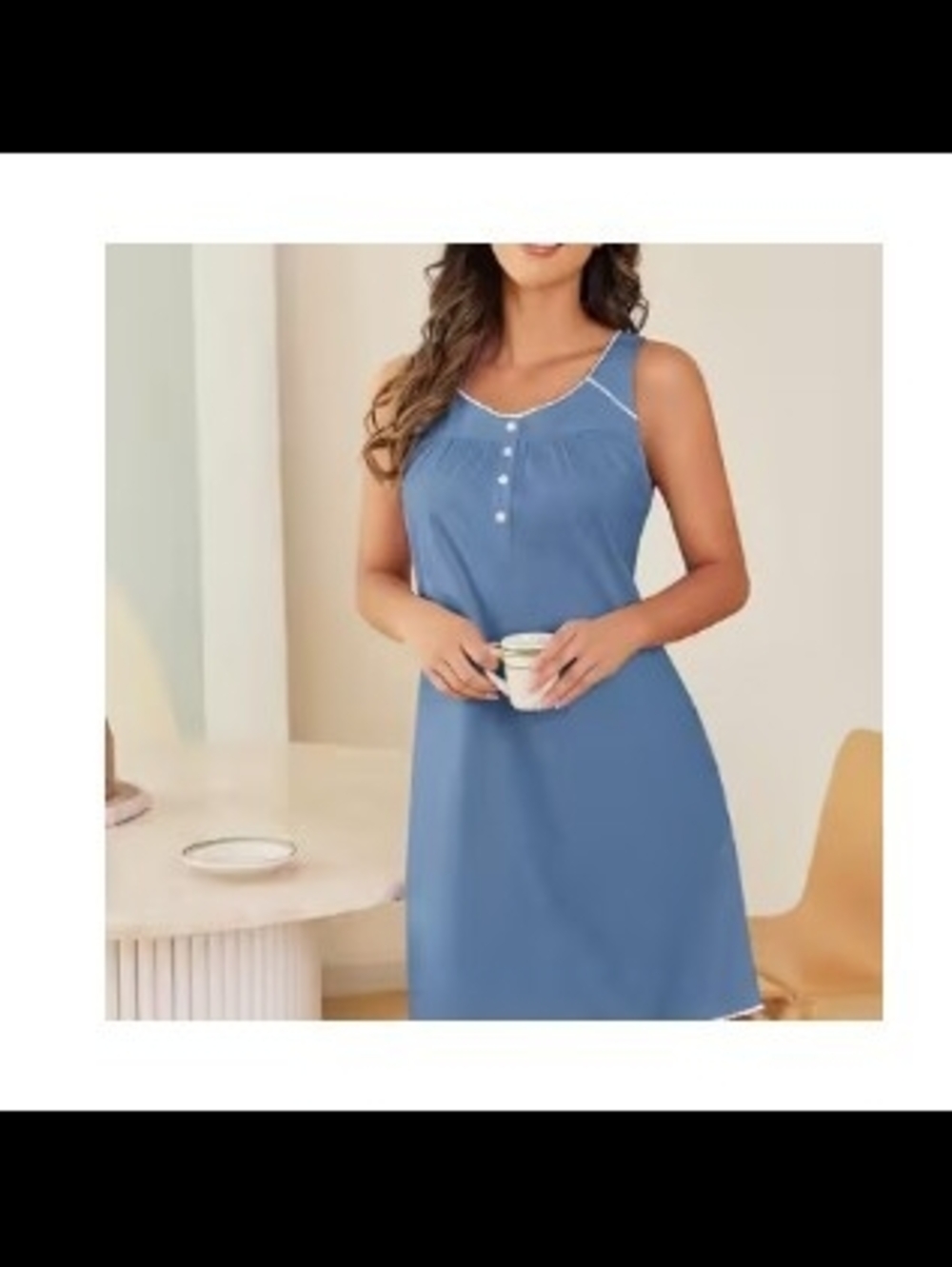 NWT EKOUAER women's elegant blue grey cotton pajama set with white lace trim